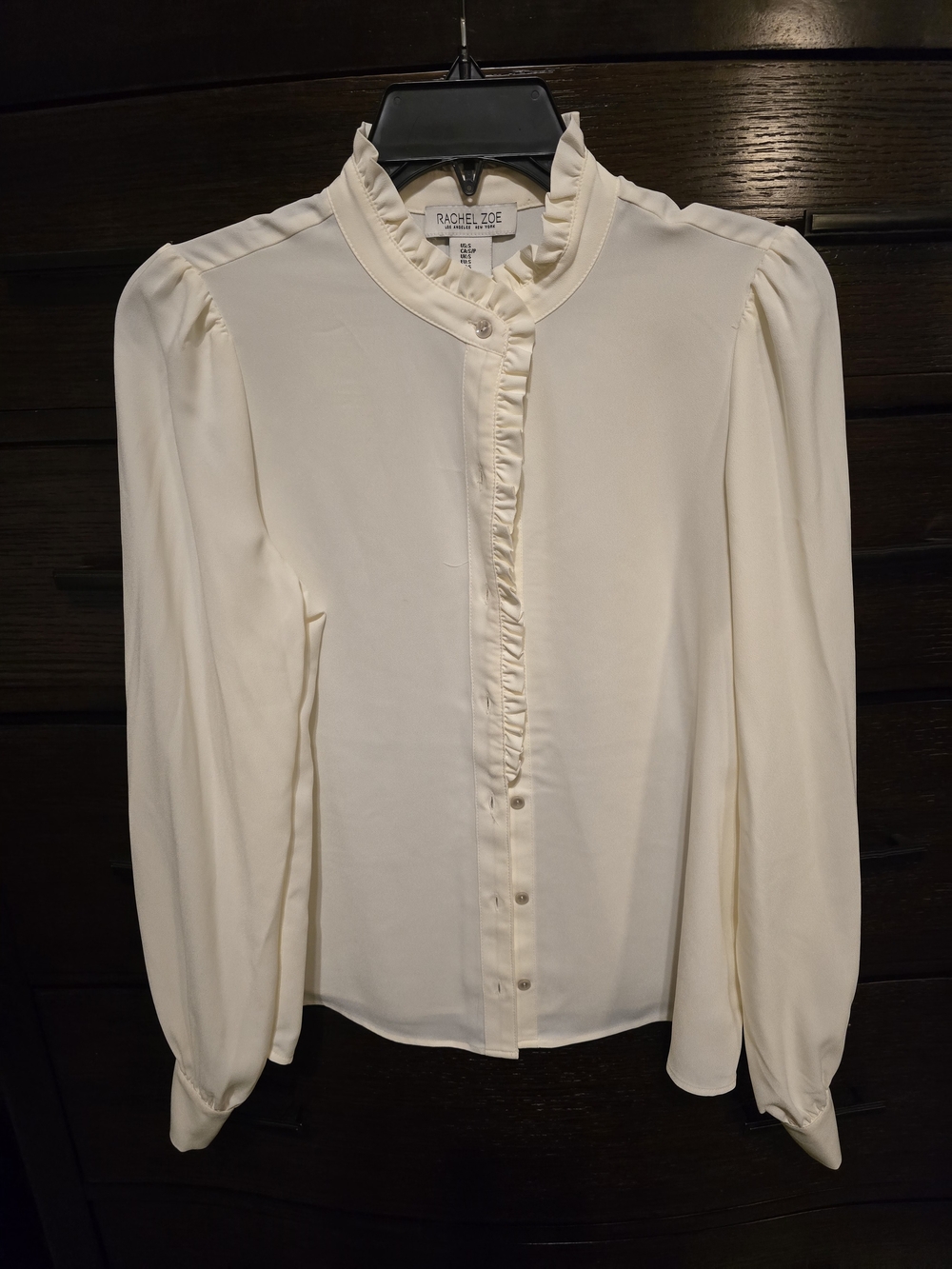 Rachel Zoe Ivory Ruffle-Front Long Sleeve Victorian Blouse